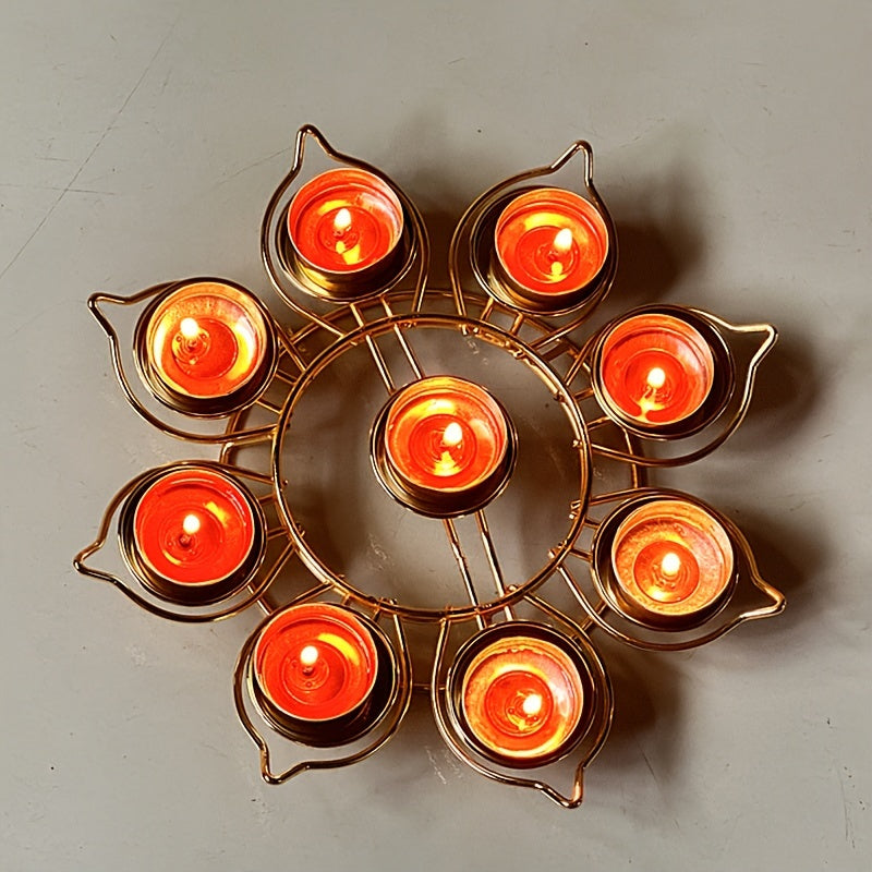 Portacandele a loto in metallo dorato - Perfetto per decorazioni festive