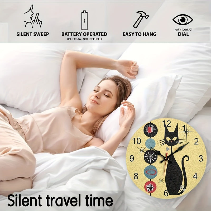 CoolCat - Silent Wooden Wall Clock with Modern Design