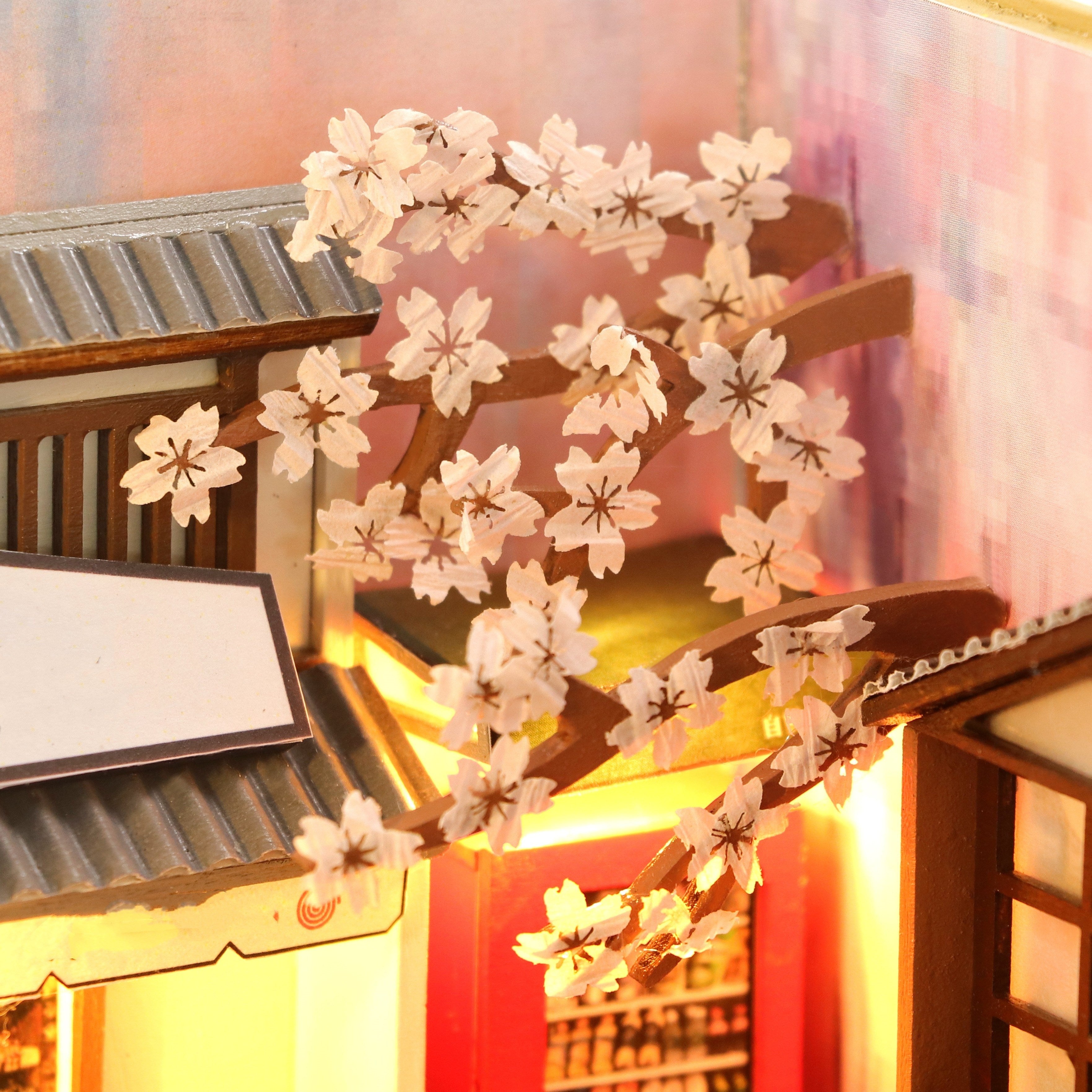 CherryBlossom - 3D Wooden Bookend Kit - Creative Japanese Architecture DIY