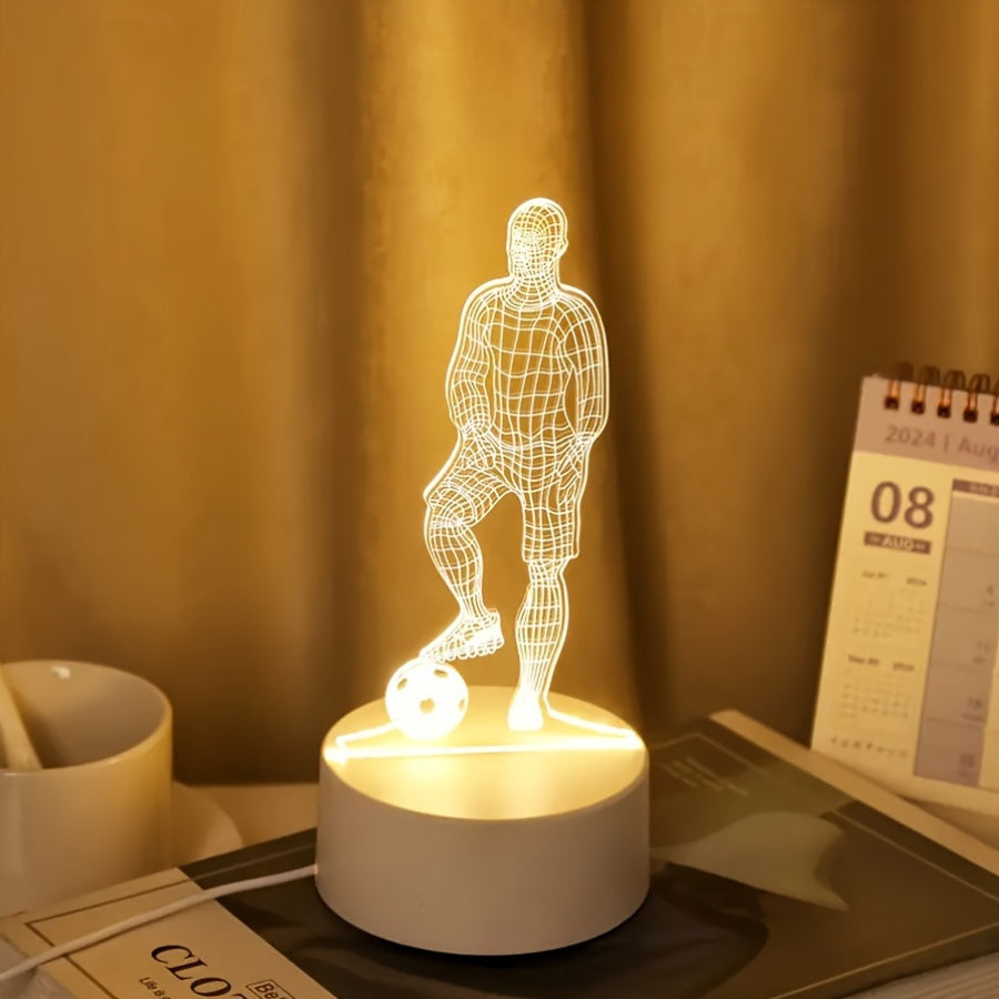 SportGlow - 3D Football Player Illusion LED Table Lamp with Acrylic Shade