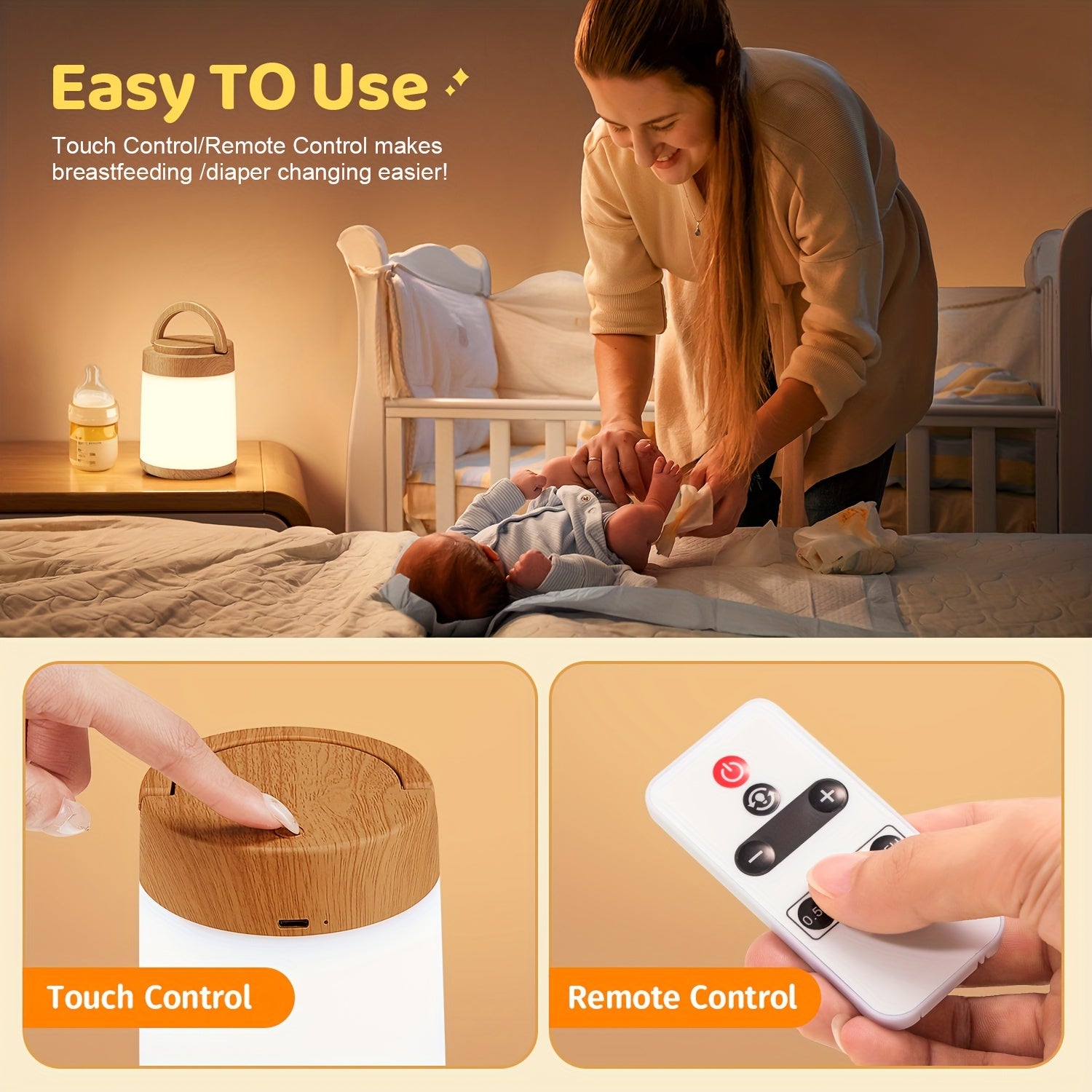 LumiTouch - Dimmable Rechargeable Night Light with Touch & Remote Control, RGB Ambient Lighting