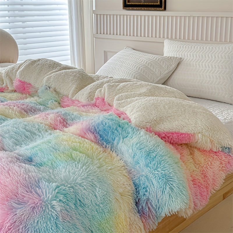 Manta de piel de cordero gruesa y cálida de felpa - Ropa de cama suave y esponjosa para otoño e invierno