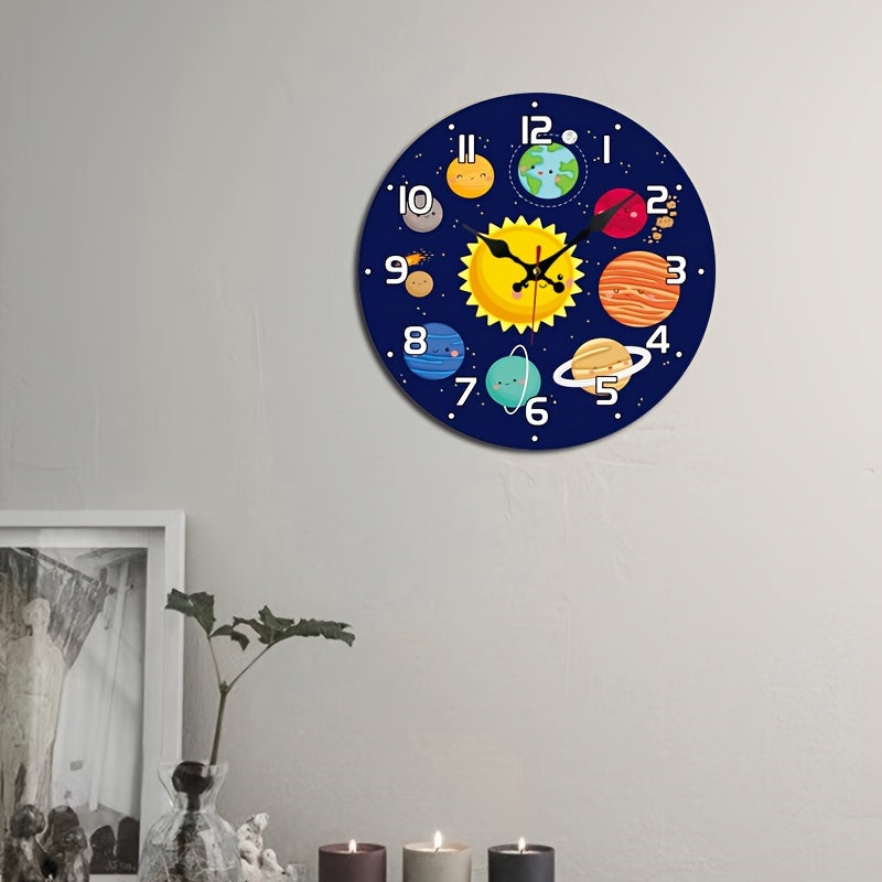 CosmicTime - Relógio de Parede do Sistema Solar Silencioso, Cronómetro Decorativo Redondo