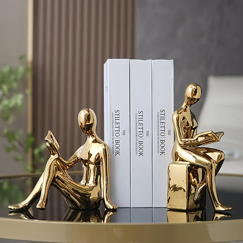 LuxeCeramic - Keramische Boekensteunen - Abstract Ontwerp voor Woonkamer en Kantoor