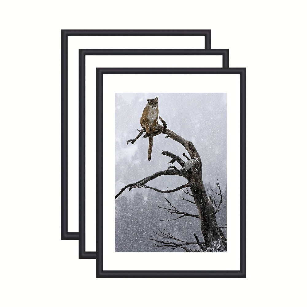 3 piezas Marco de fotos - Marco de fotos para decoración de pared y mesa, para decoración artística, regalos de cumpleaños, espacio residencial y de oficina, Día de la Madre, Año Nuevo, regalo de Pascua, negro, alargado