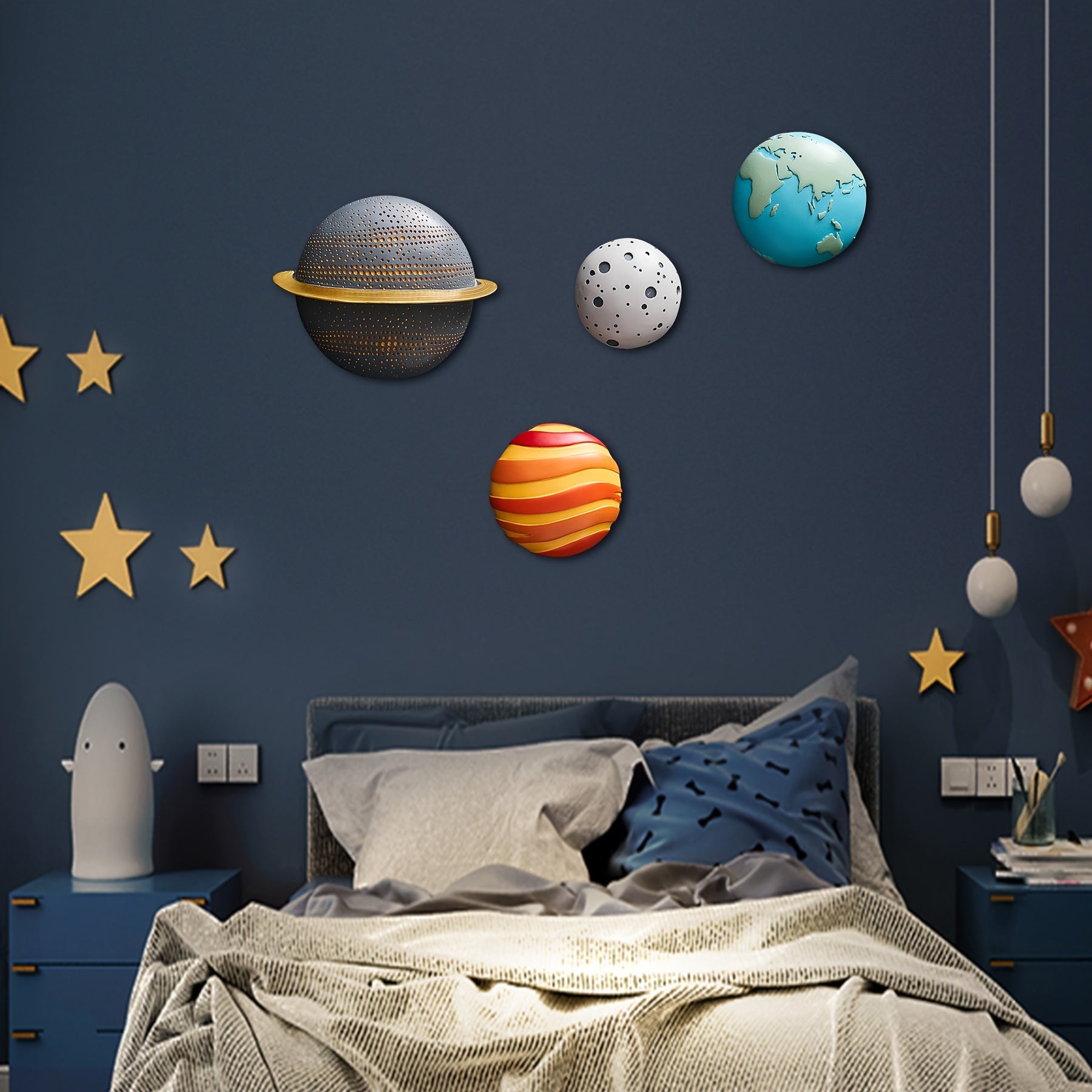 AstroSet - 4-delige Zonnestelsel Wandkunst