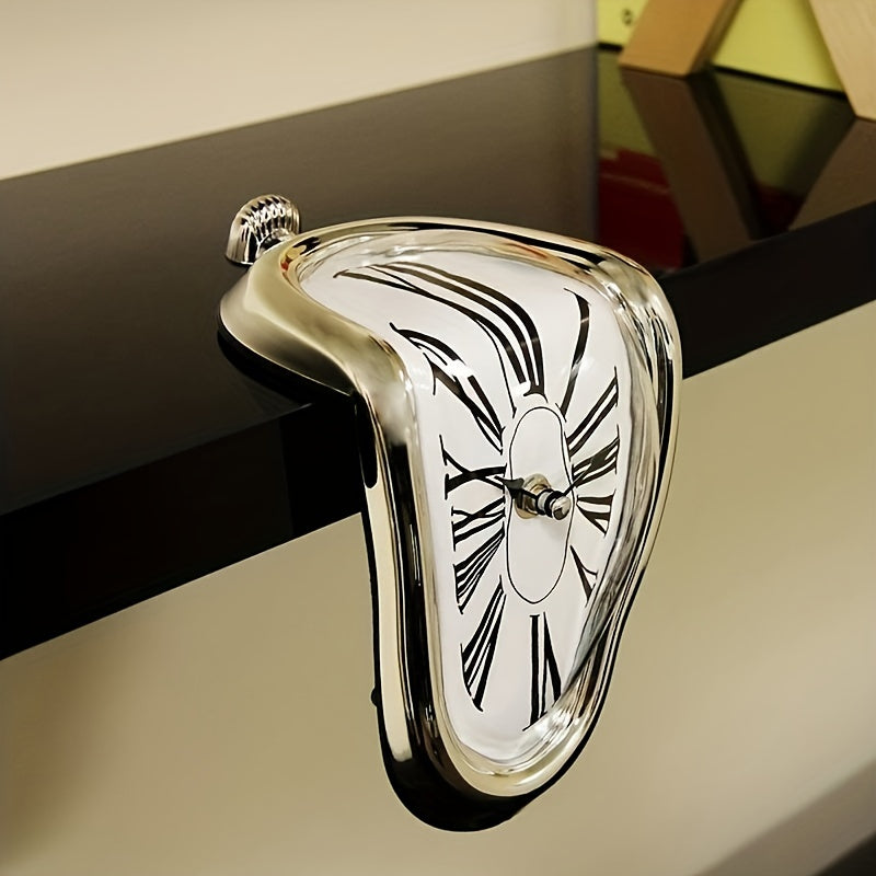 Surrealistische Gebogen Romeinse Wandklok - Stijlvolle Smeltende Klok voor Thuisdecoratie