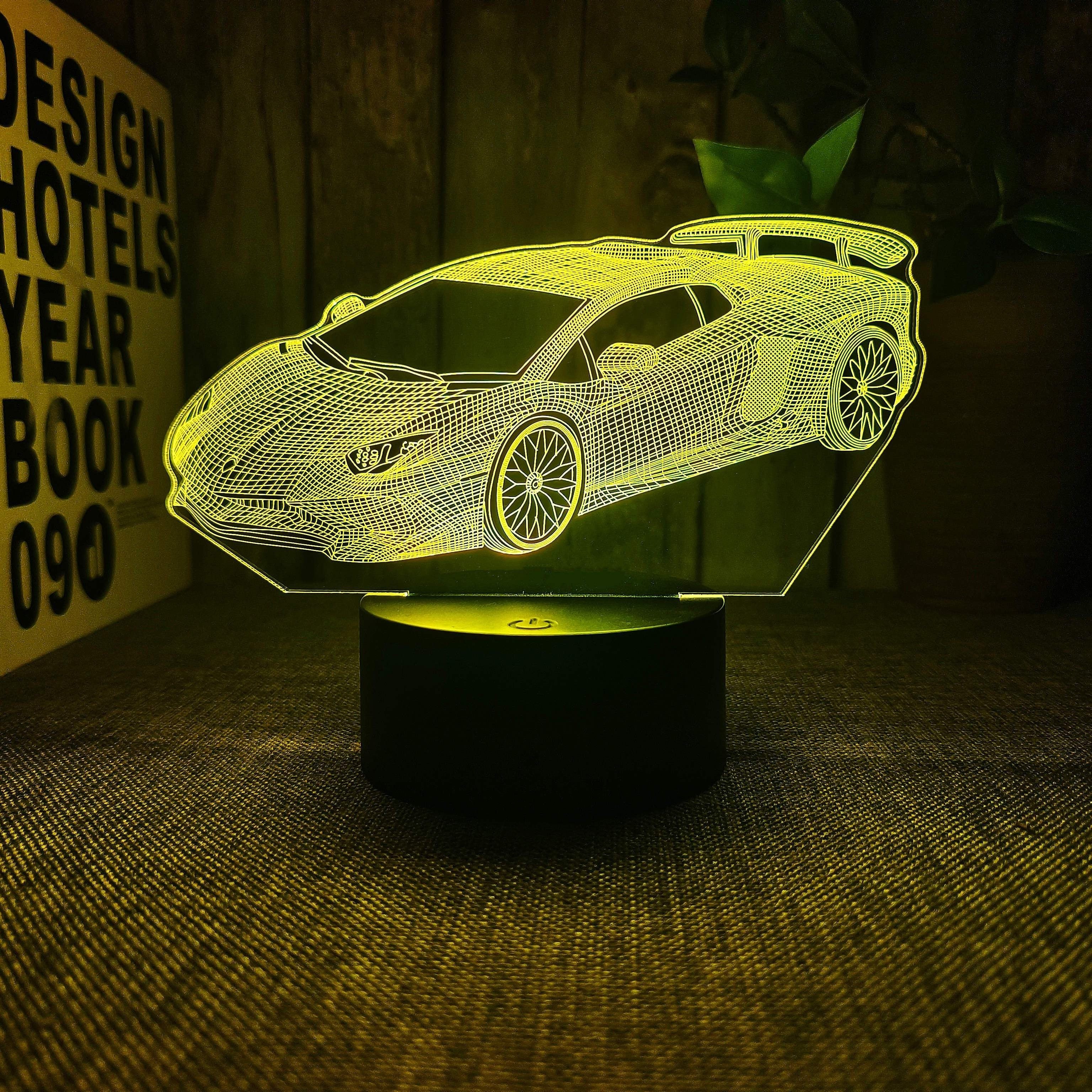 AutoLamp - 3D Sports Car Night Light with Touch Control and USB