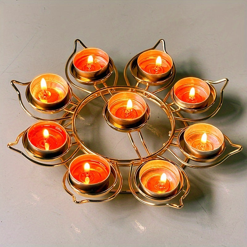 Portacandele a loto in metallo dorato - Perfetto per decorazioni festive