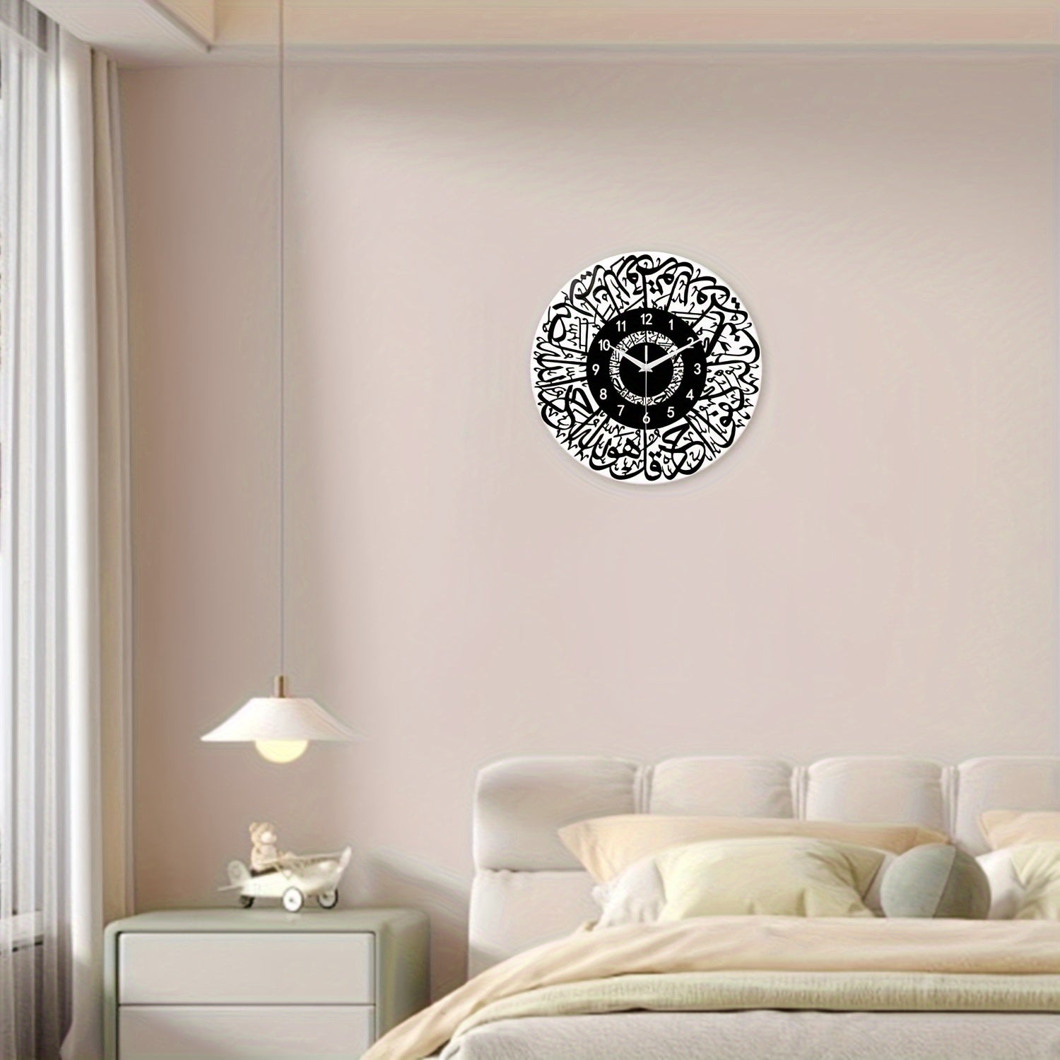 FaithTime - Islamic Wall Clock Made of Tempered Glass, Silent Round Decoration