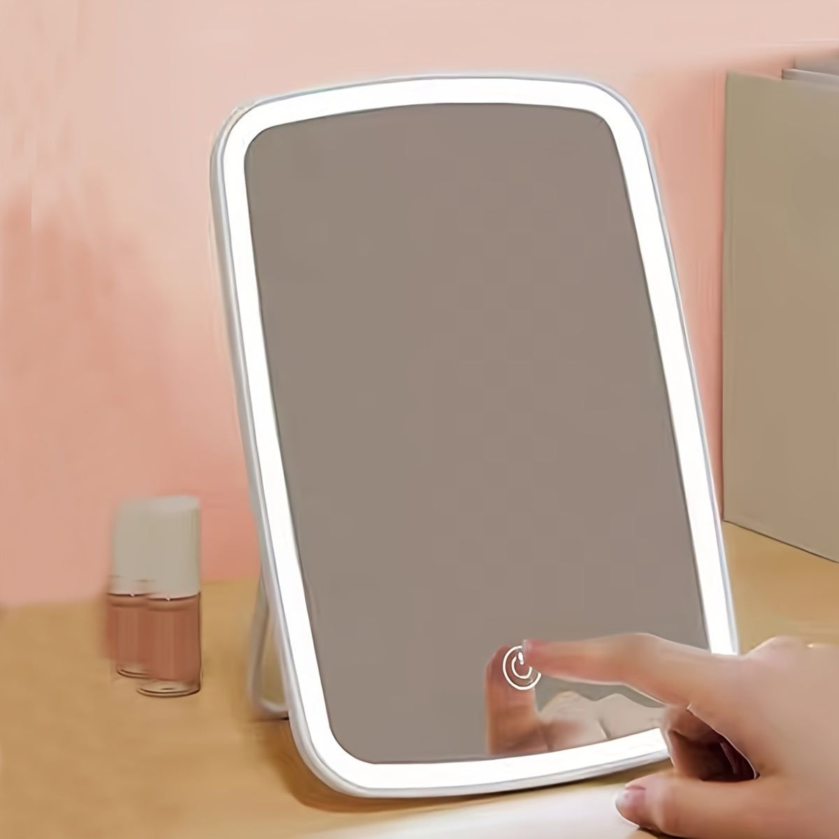 Specchio per trucco LED con sensore touch - 3 modalità di illuminazione a colori, luminosità regolabile, pieghevole e ricaricabile