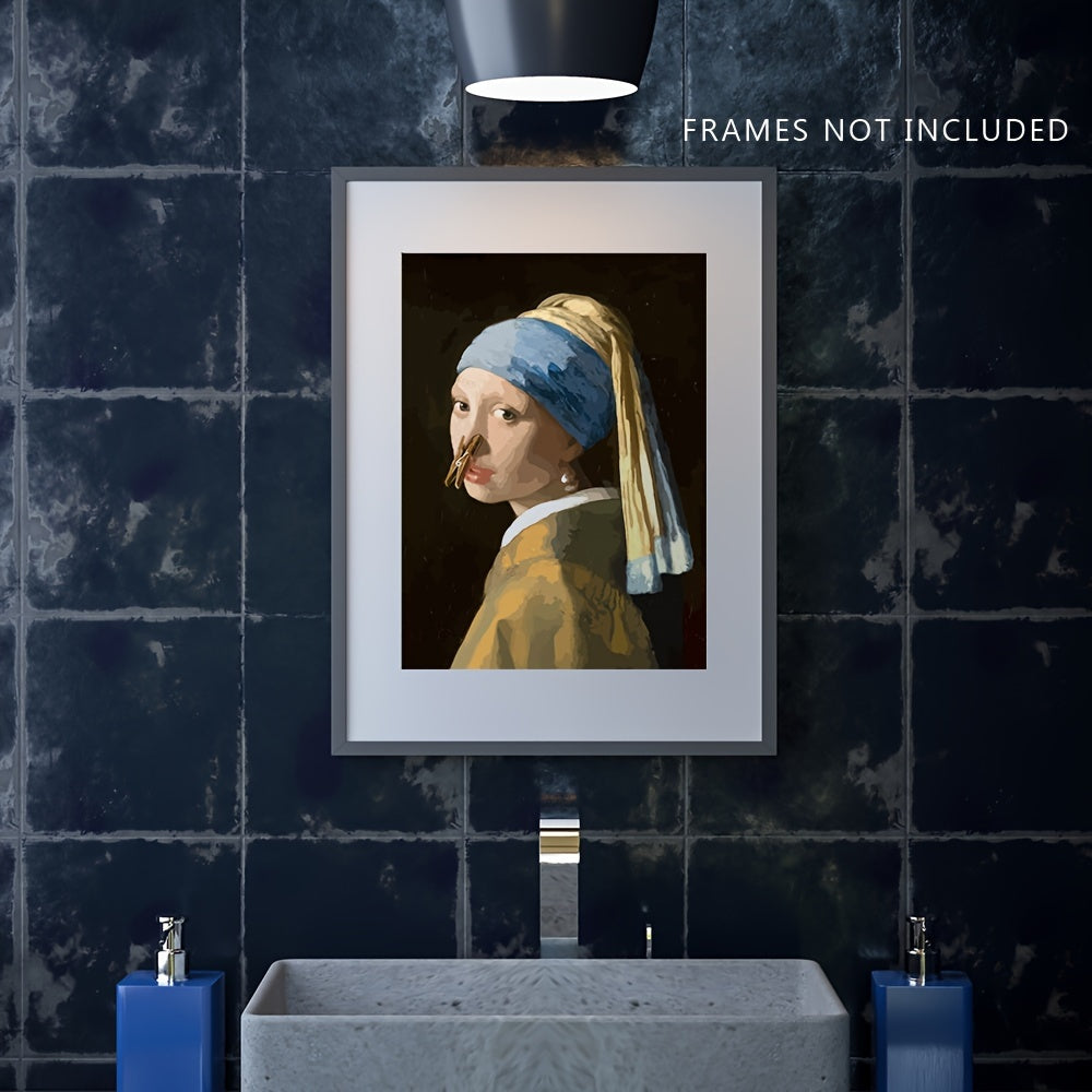 1pc Large Size, Funny Bathroom Wall Poster - Waterproof, No Frames Included, 15.7"x11.4" (40x29cm)