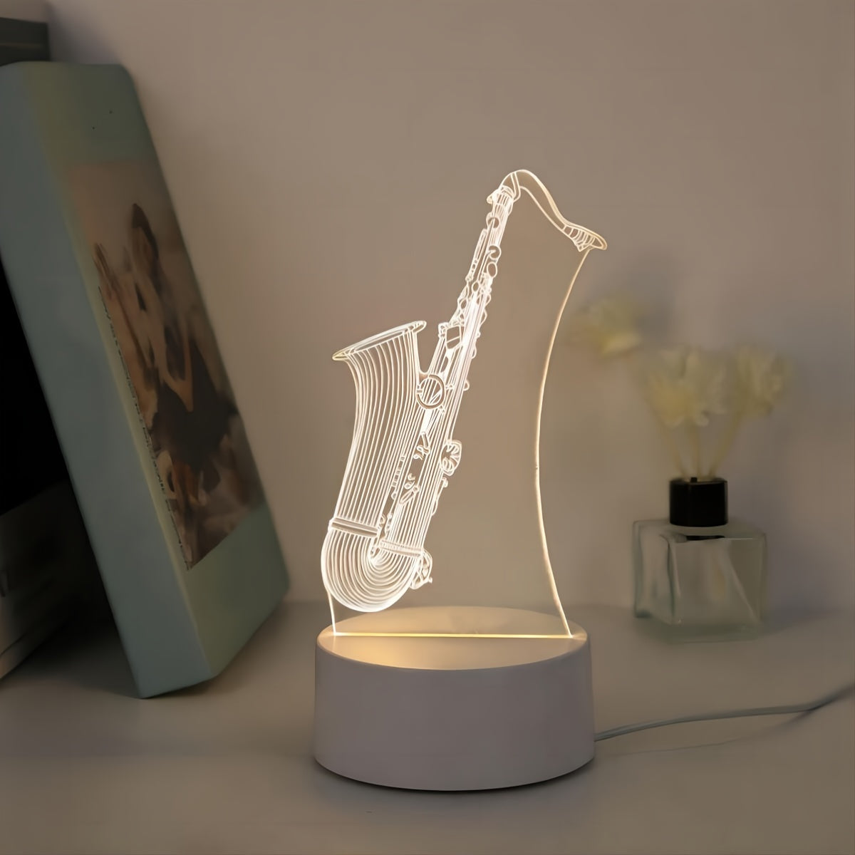 SaxGlow - 3D Saxophone LED Night Lamp, USB-Powered Table Lamp