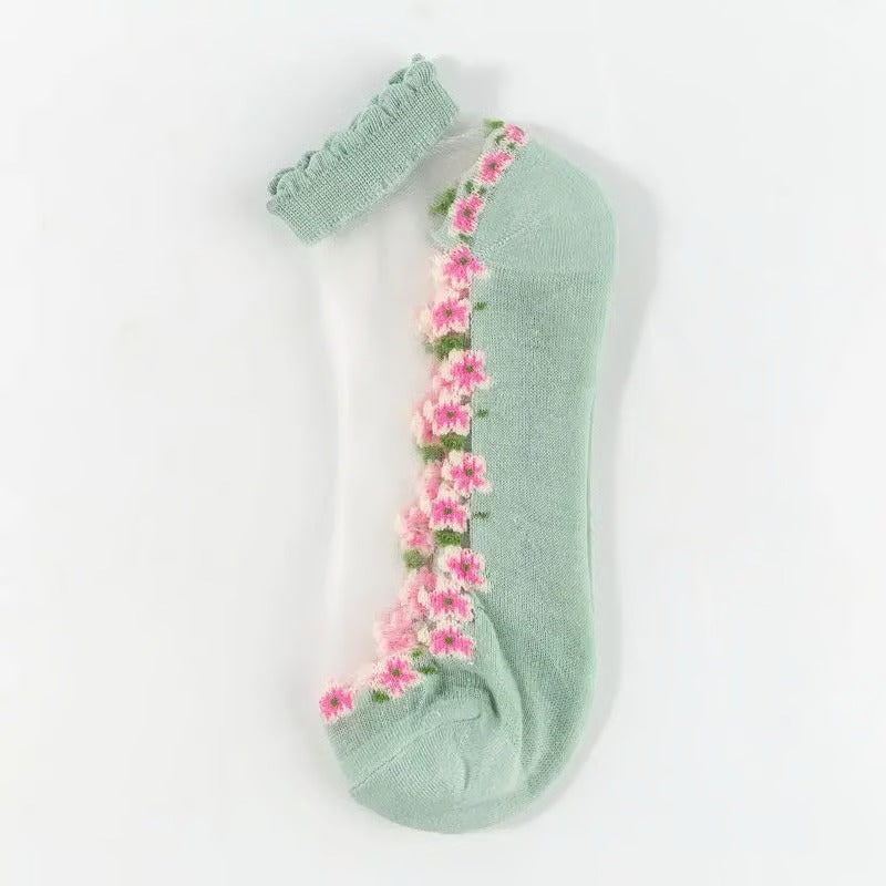 Calzini Eleganti Calzini In Pizzo Dettagli Fiori - Image 19