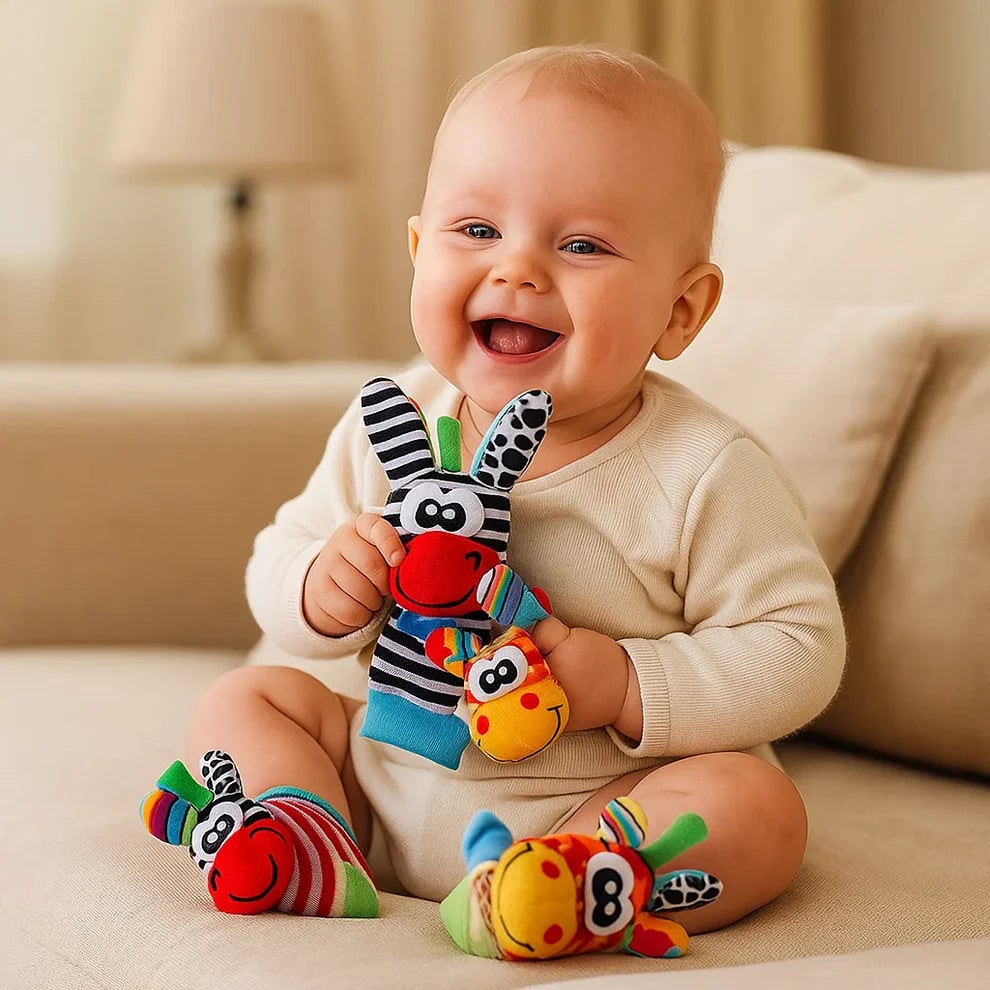 Calzini Sonori Neonati Gioco Sensoriale Sonagli Polso Bambini - Image 1