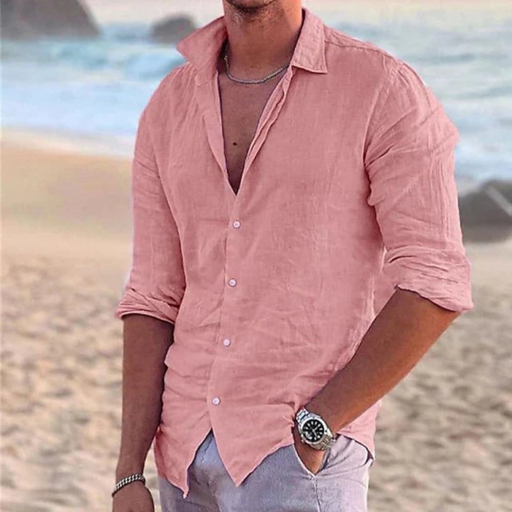 Camicia Lino Maniche Lunghe Vestibilità Casual - Image 1