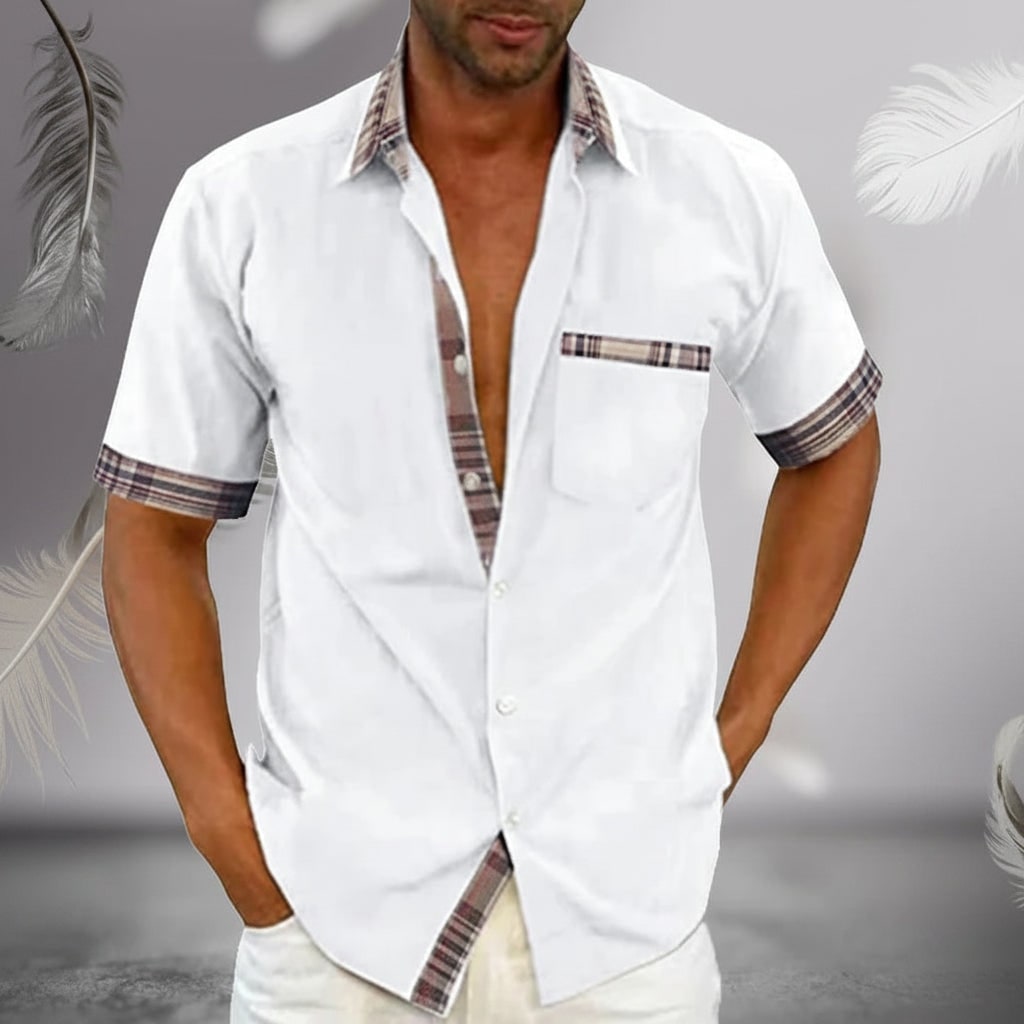 Camicia Maniche Corte Vestibilità Casual Dettaglio Tasca - Image 1