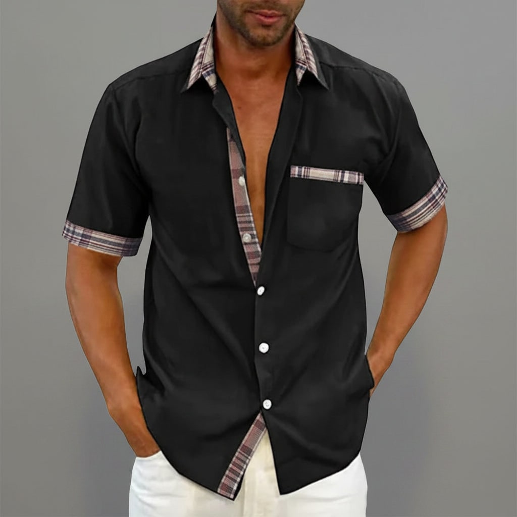 Camicia Maniche Corte Vestibilità Casual Dettaglio Tasca - Image 2