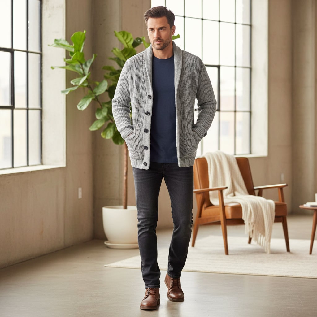 Cardigan Casual Maglia Bottoni - Image 1