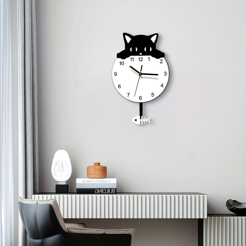 SwingCat - Relógio de Parede de Gato a Balançar da WANTIFO, Estilo Cartoon Moderno