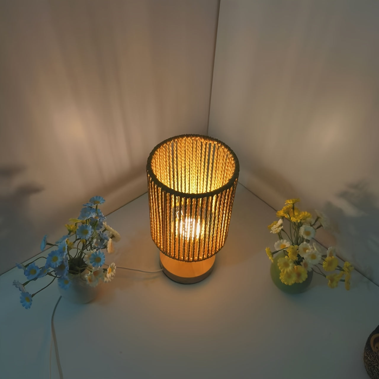 BarrelGlow - Wooden Desk Lamp with Stripe Pattern