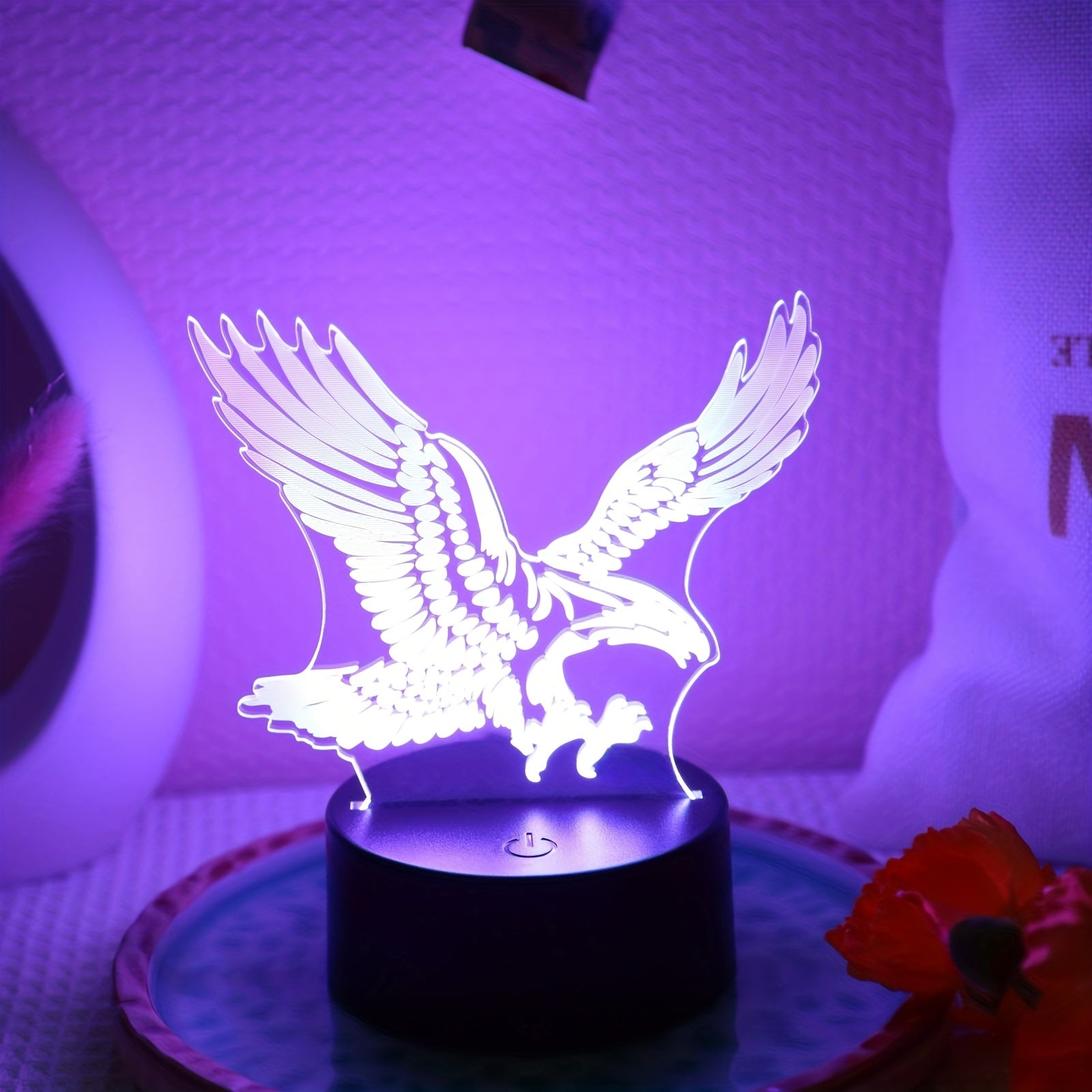 EagleLight - Candeeiro Noturno LED 3D com Controlo por Toque, Candeeiro de Mesa USB com 7 Cores