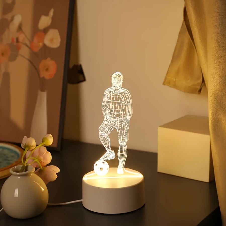 SportGlow - 3D Football Player Illusion LED Table Lamp with Acrylic Shade