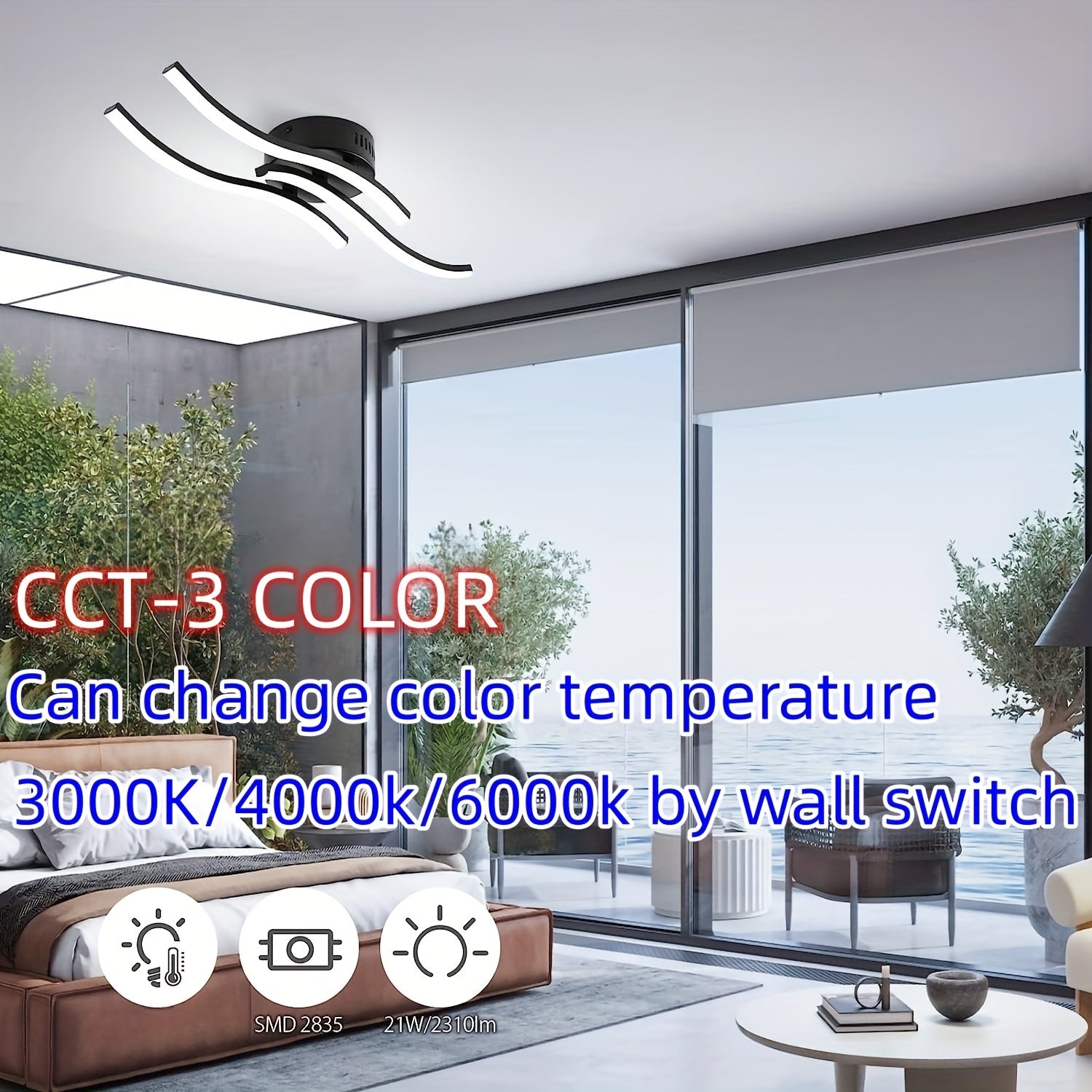 LumaCurve - Dimmable LED Ceiling Lamp with Elegant Curve Design