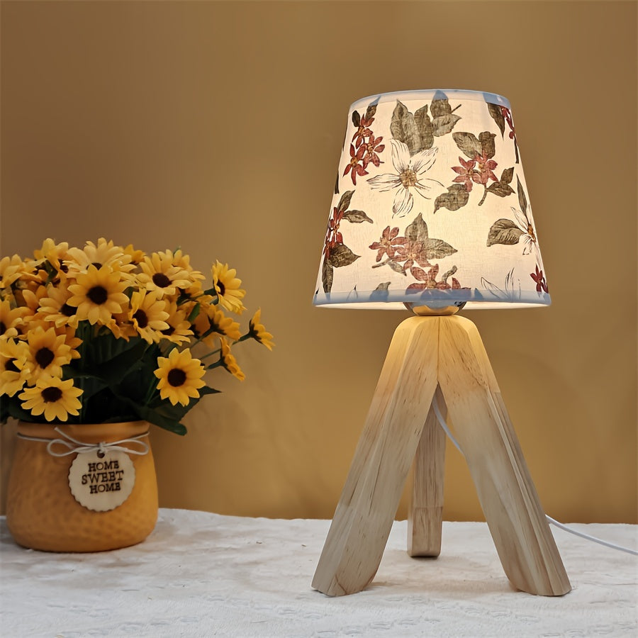 BloemLamp - Lampada da tavolo LED moderna con base in legno, alimentata via USB