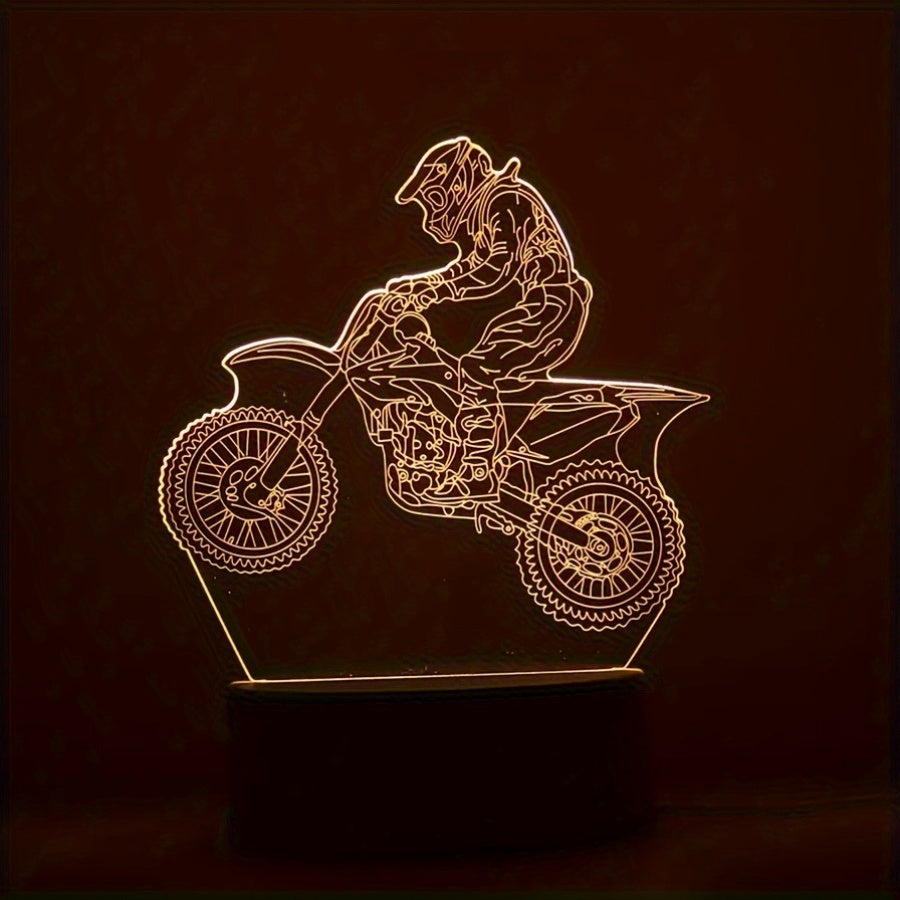 MotoLamp - 3D LED Night Lamp Motocross Theme, USB-Powered Ambient Light