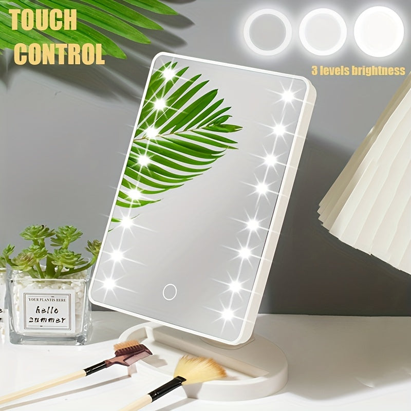 Specchio per Trucco Illuminato 16LED – Alimentazione Doppia, Con Touch Screen e Luminosità Regolabile, Alimentato da USB