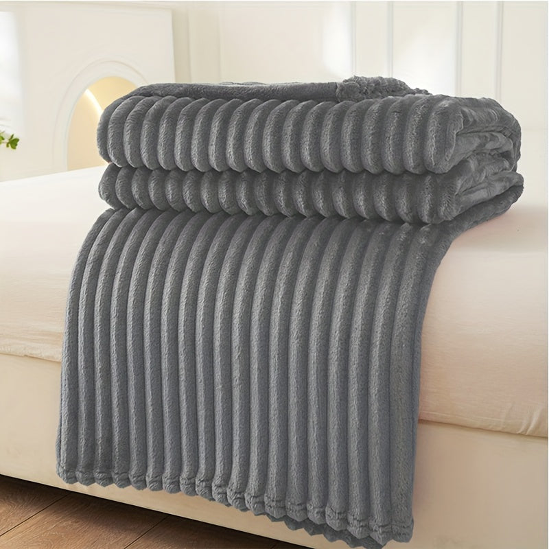 Coperta in peluche a righe ispessita - Coperta da divano morbida e delicata sulla pelle, coperta multiuso per pisolini