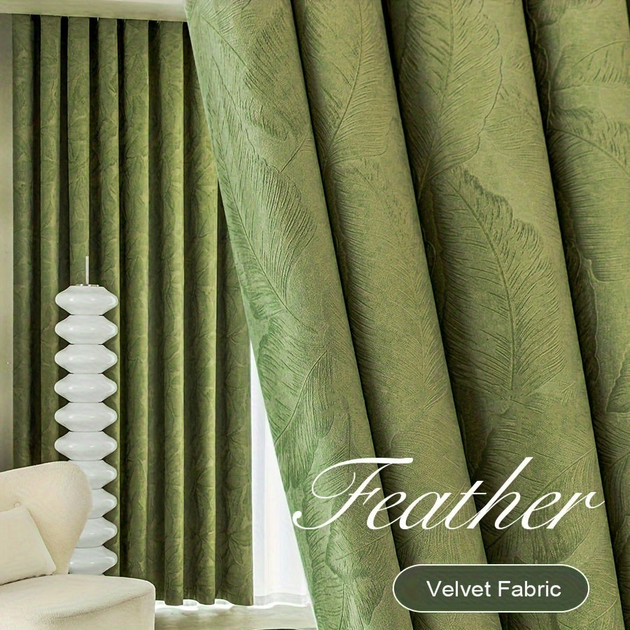 Cortinados de Veludo Jacquard Estilo Glam Aifish - Conjunto de 2 com 90% de Escurecimento e Isolamento Térmico