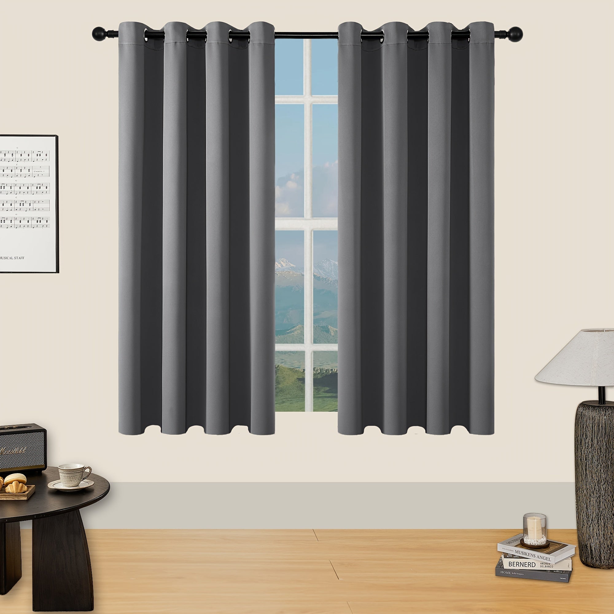 Verduisterende Gordijnen - 2 Stuks Moderne Polyester Gordijnen met Thermische Isolatie en Oogjes