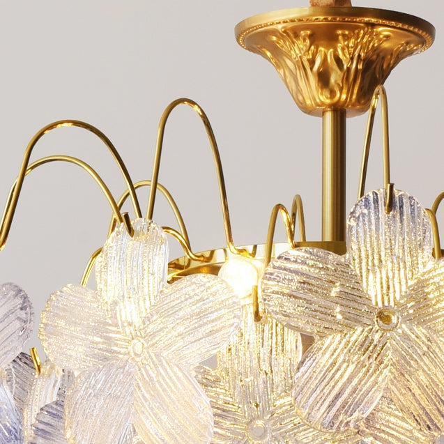 Lampadario classico a forma di fiore con vetro colorato per il soggiorno