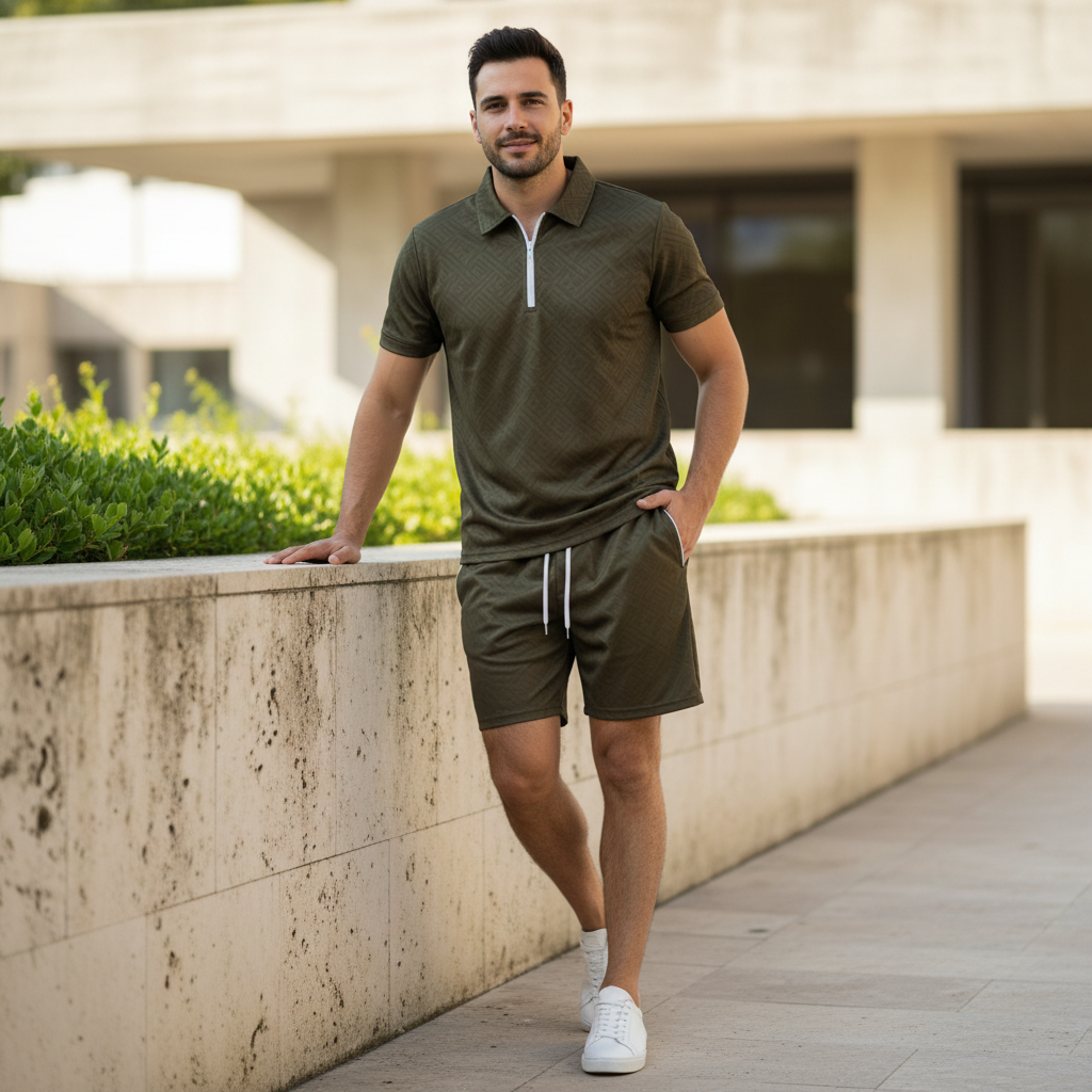 Completo Estivo Sportivo Casual Pantaloni Polo - Image 4
