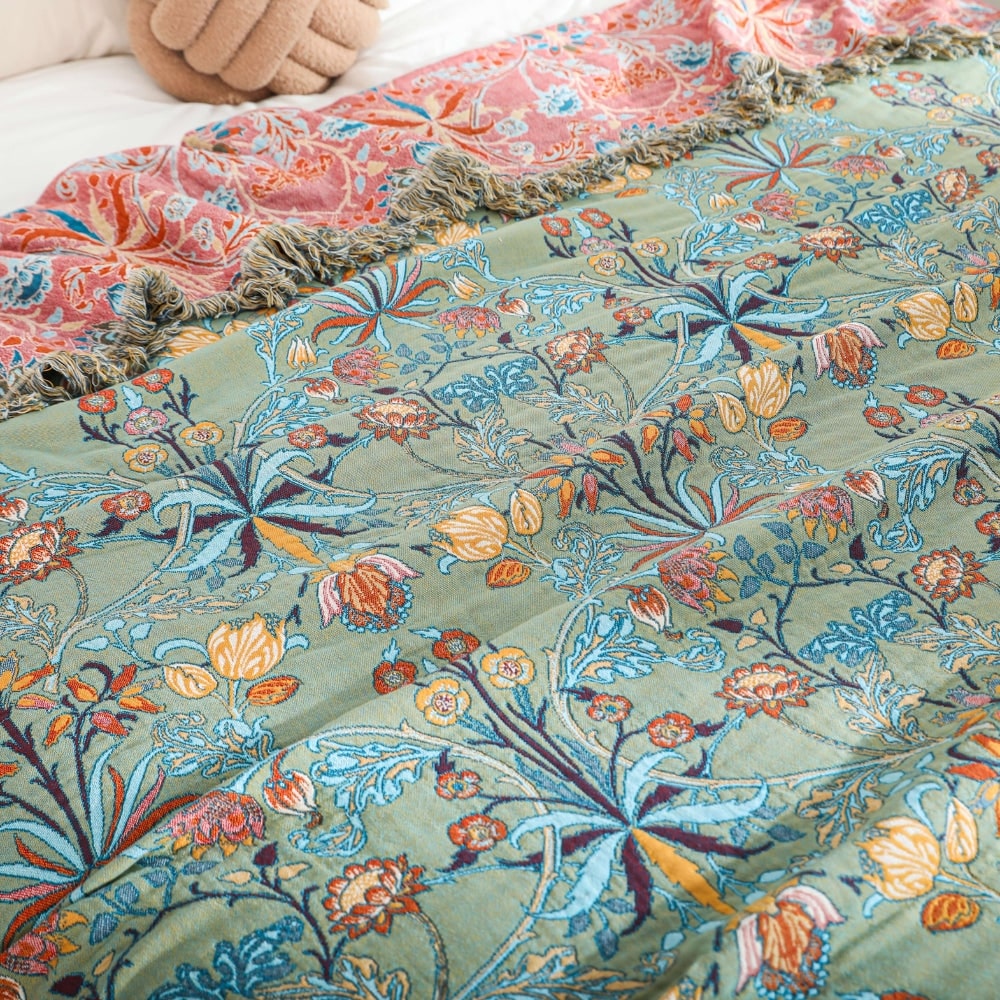 Coperta In Cotone Coperta Reversibile Design Floreale - Image 2