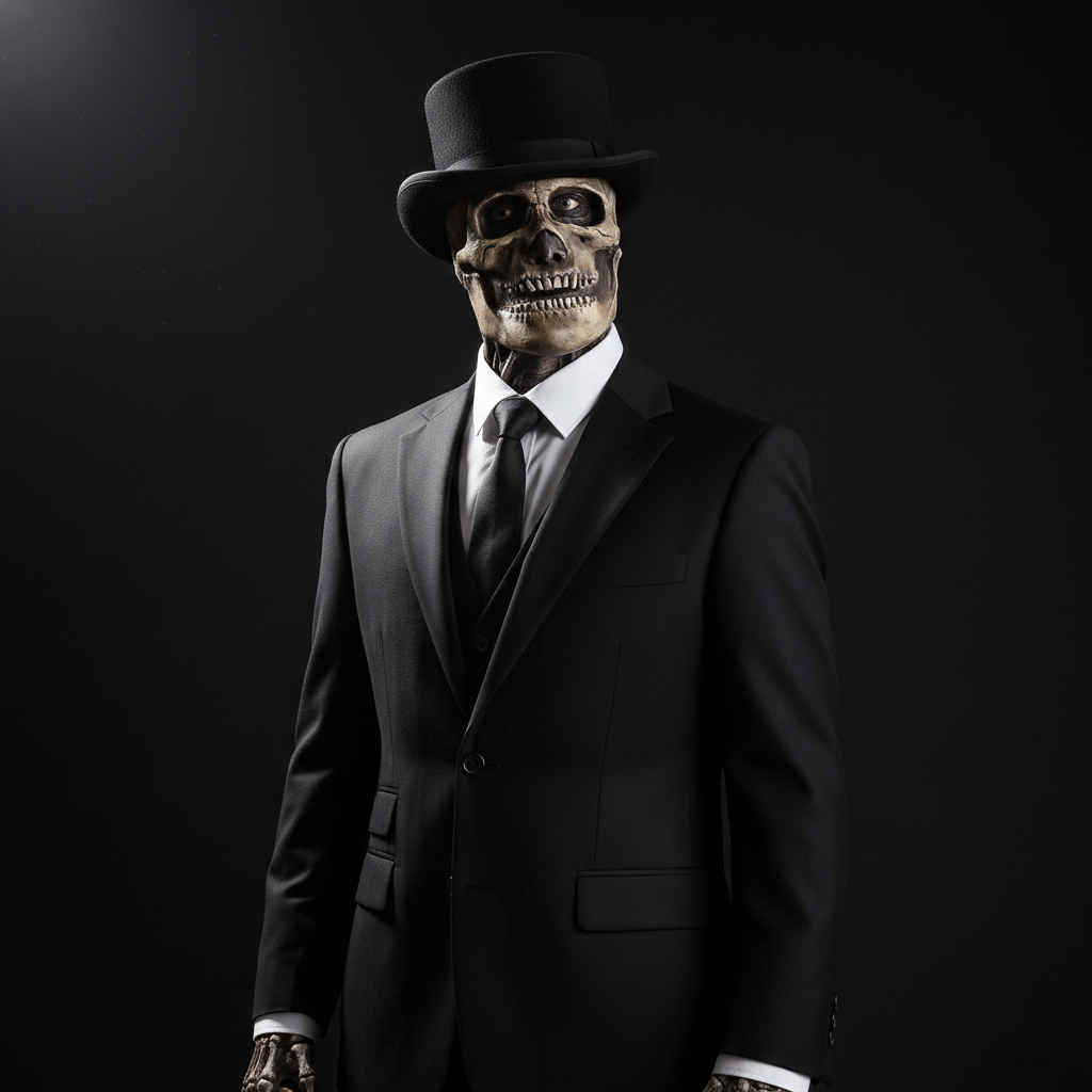 Costume Di Halloween Completo Scheletro Look Formale - Image 2