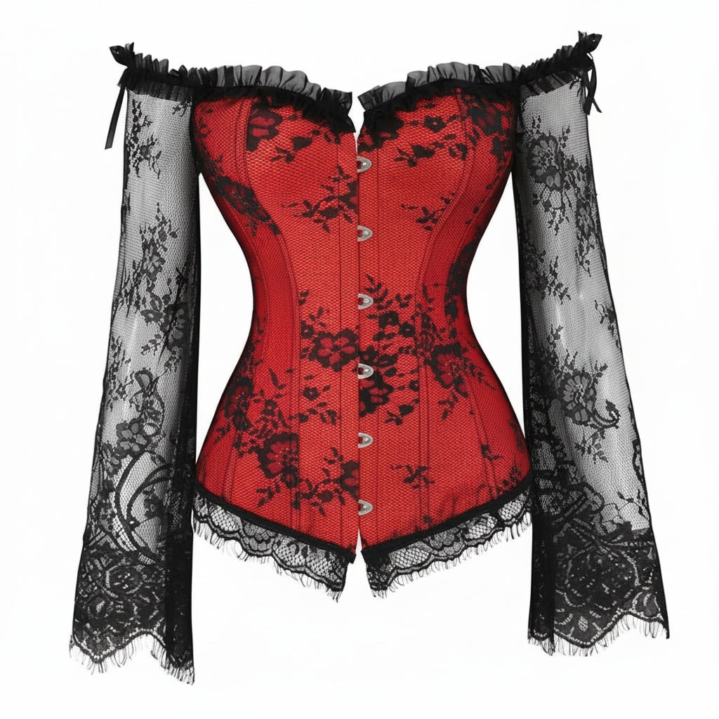 Costume Di Halloween Corsetto Vittoriano Spalle Scoperte Pizzo - Image 1