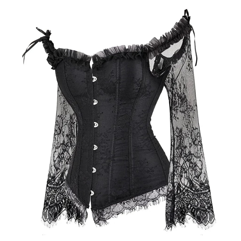 Costume Di Halloween Corsetto Vittoriano Spalle Scoperte Pizzo - Image 4