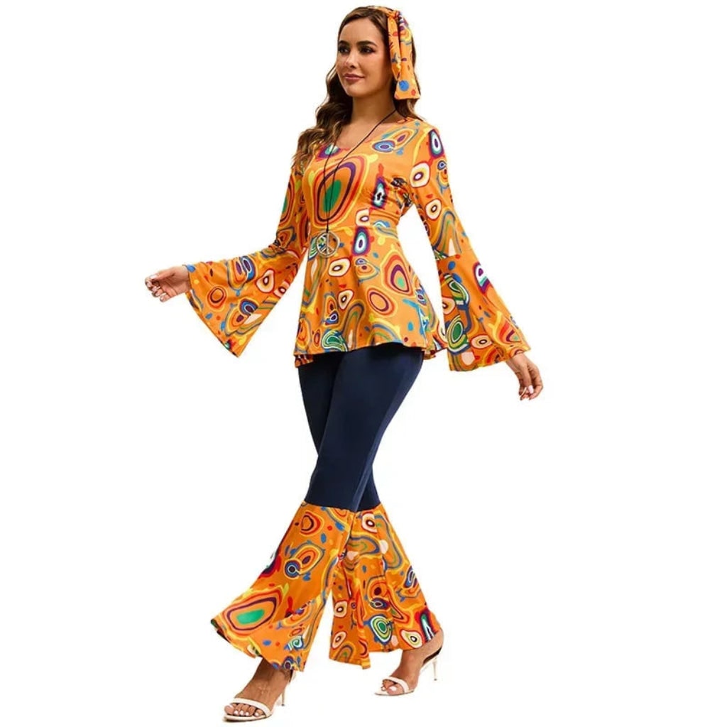 Costume Di Halloween Outfit Hippie Pantaloni Svasati Top - Image 2