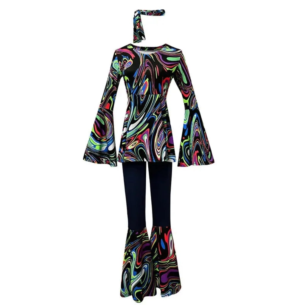 Costume Di Halloween Outfit Hippie Pantaloni Svasati Top - Image 7