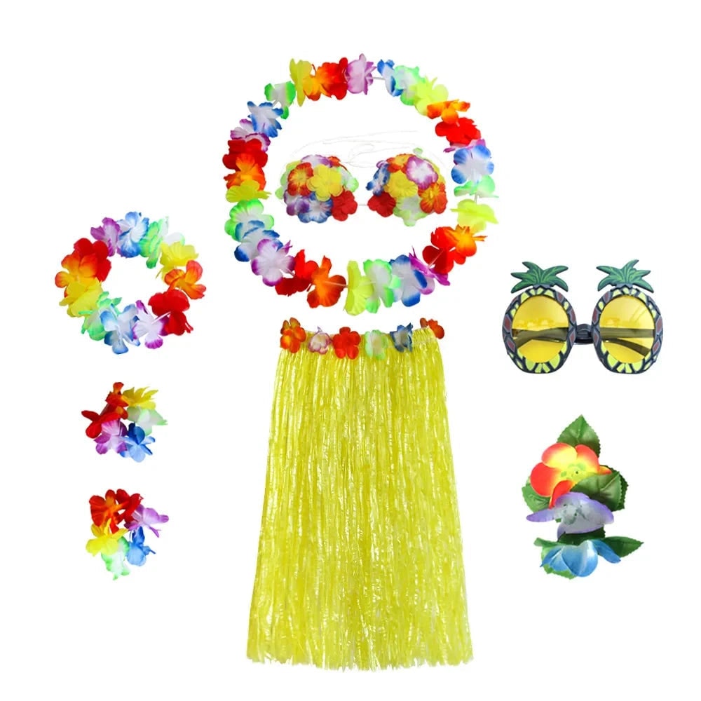 Costume Di Halloween Set Accessori Gonna Hula Tema Luau - Image 10