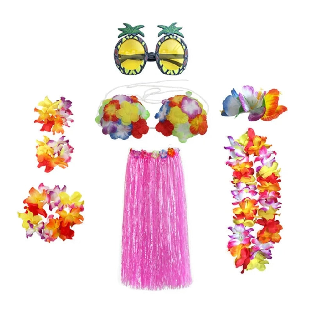 Costume Di Halloween Set Accessori Gonna Hula Tema Luau - Image 7