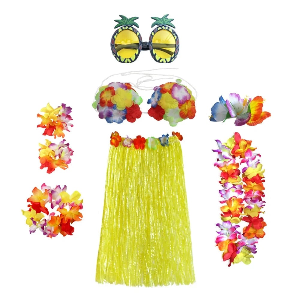 Costume Di Halloween Set Accessori Gonna Hula Tema Luau - Image 9