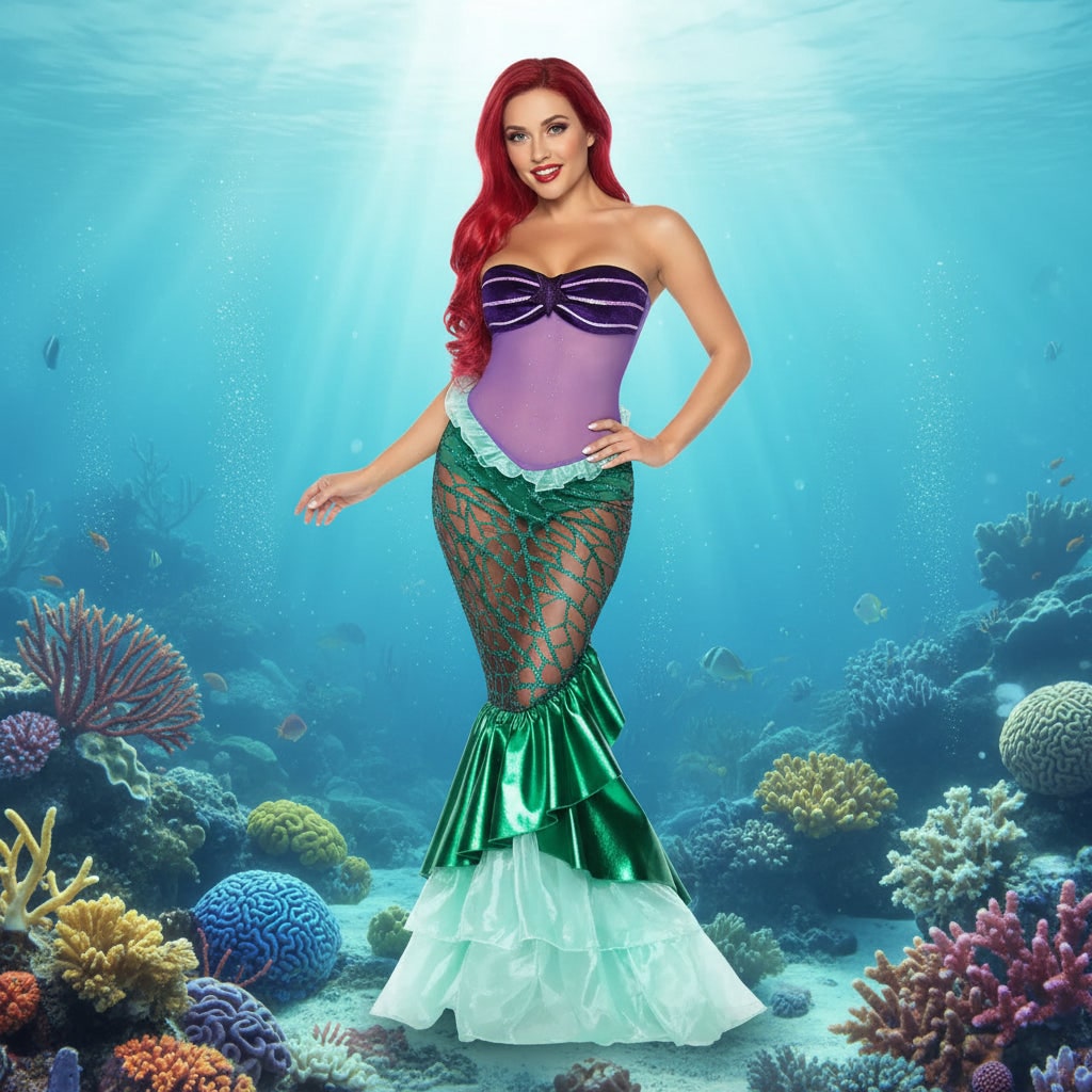 Costume Di Halloween Sirena Elegante Abito - Image 1