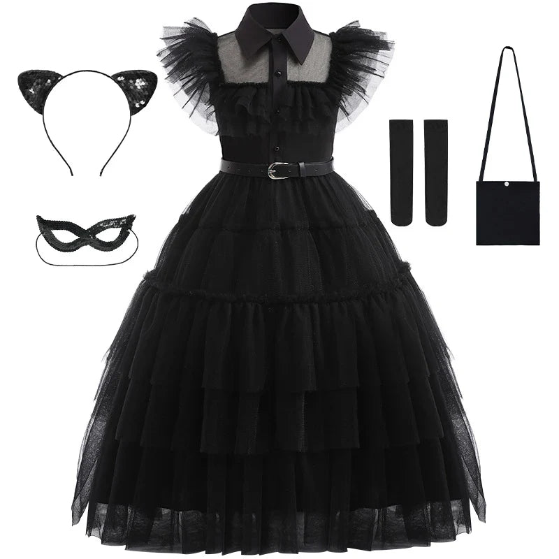 Costume Halloween Bambina Vestito Gotico Festa - Image 2