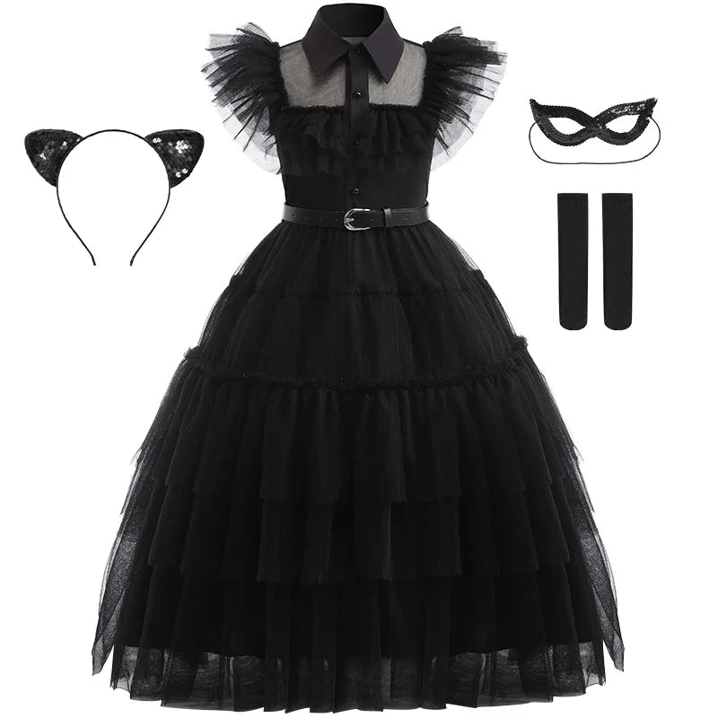 Costume Halloween Bambina Vestito Gotico Festa - Image 3