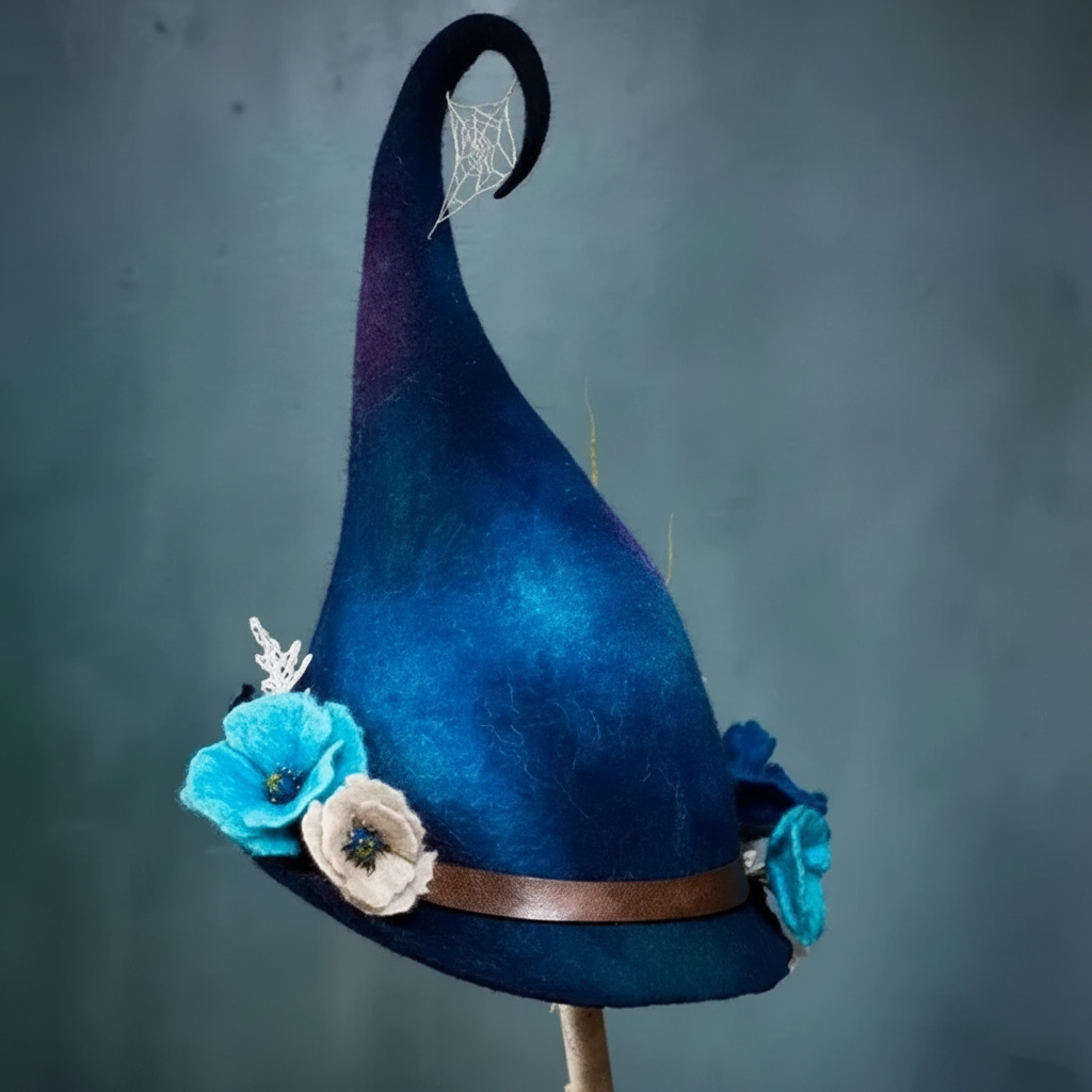 Costume Halloween Cappello Strega Decorazioni Floreali - Image 6
