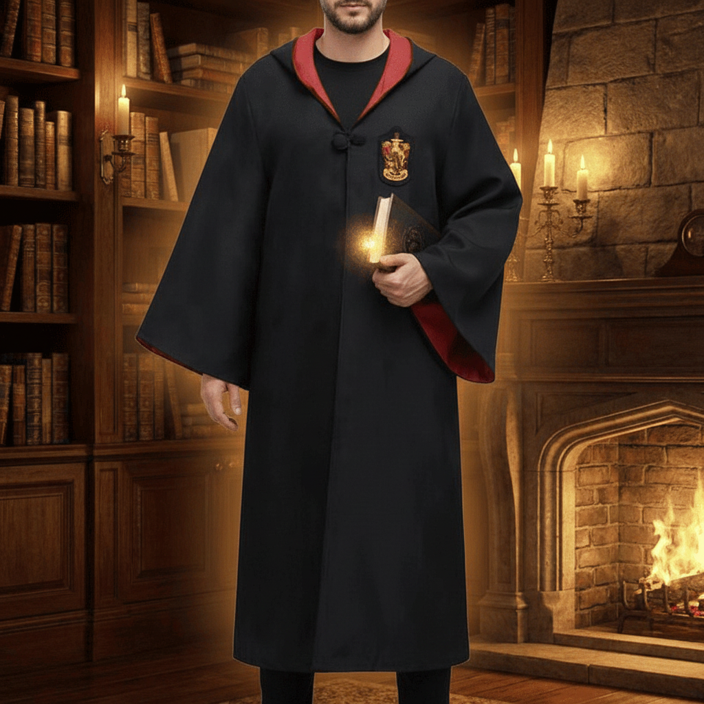 Costume Halloween Mantello Mago Mantella Cappuccio - Image 1